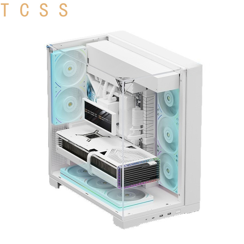Pc Chassis - Witte panoramische drievoudig gehard glazen pc-behuizing